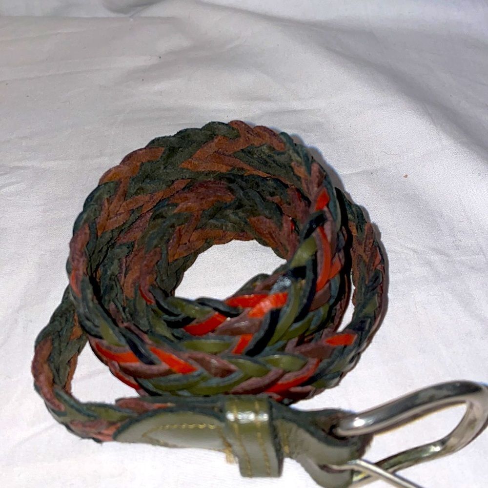 Multi colored braided thin leather belt - Picture 2 of 4